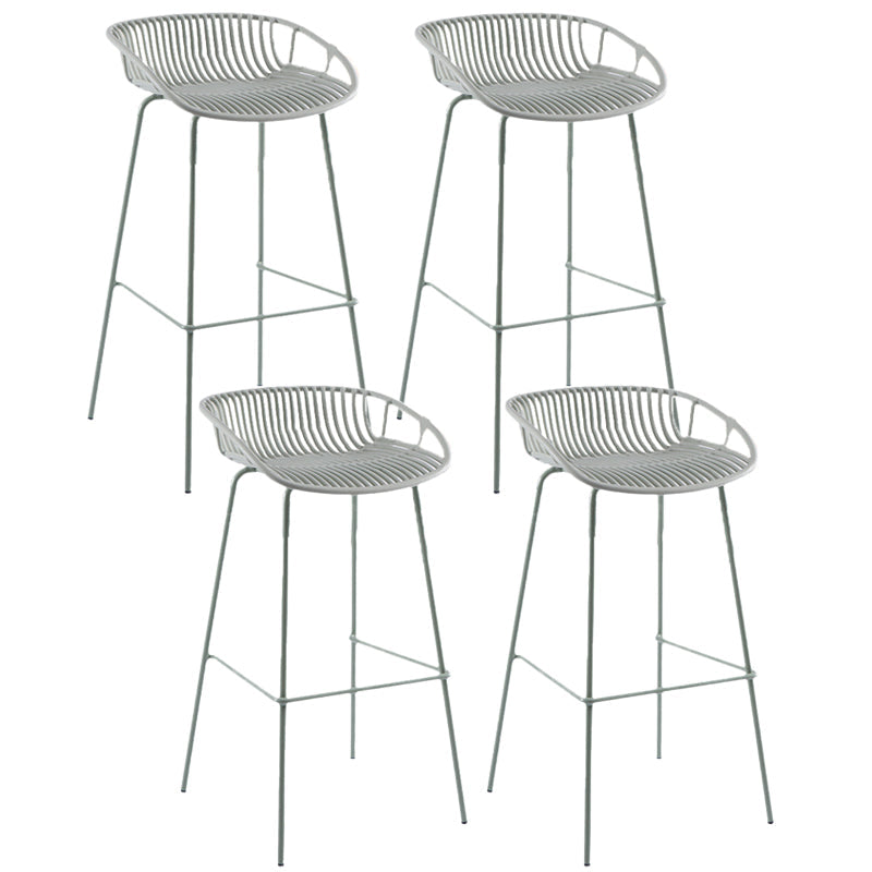 Contemporary Matte Finish Iron Bar Stool Footrest Restaurant Stool Green 4 Piece Set Clearhalo 'Bar Furniture' 'Bar Stools' 'bar_stools' 'furn' 'furn_bar_stools' 'Furniture' 'furniture_bar_stools' 'Kitchen & Dining Furniture' 5003677