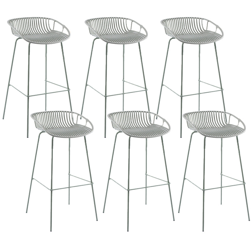Contemporary Matte Finish Iron Bar Stool Footrest Restaurant Stool Green 6 Piece Set Clearhalo 'Bar Furniture' 'Bar Stools' 'bar_stools' 'furn' 'furn_bar_stools' 'Furniture' 'furniture_bar_stools' 'Kitchen & Dining Furniture' 5003679