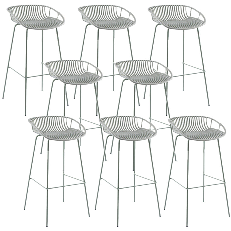 Contemporary Matte Finish Iron Bar Stool Footrest Restaurant Stool Green 8 Piece Set Clearhalo 'Bar Furniture' 'Bar Stools' 'bar_stools' 'furn' 'furn_bar_stools' 'Furniture' 'furniture_bar_stools' 'Kitchen & Dining Furniture' 5003680