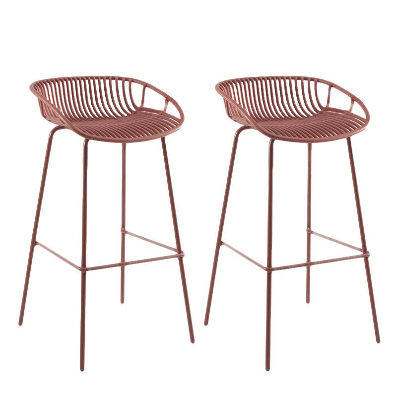Contemporary Matte Finish Iron Bar Stool Footrest Restaurant Stool Red 2 Piece Set Clearhalo 'Bar Furniture' 'Bar Stools' 'bar_stools' 'furn' 'furn_bar_stools' 'Furniture' 'furniture_bar_stools' 'Kitchen & Dining Furniture' 5003682