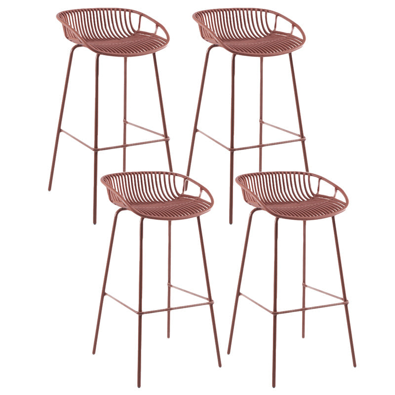 Contemporary Matte Finish Iron Bar Stool Footrest Restaurant Stool Red 4 Piece Set Clearhalo 'Bar Furniture' 'Bar Stools' 'bar_stools' 'furn' 'furn_bar_stools' 'Furniture' 'furniture_bar_stools' 'Kitchen & Dining Furniture' 5003683
