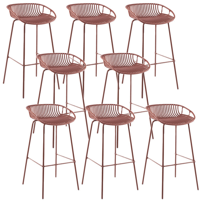 Contemporary Matte Finish Iron Bar Stool Footrest Restaurant Stool Red 8 Piece Set Clearhalo 'Bar Furniture' 'Bar Stools' 'bar_stools' 'furn' 'furn_bar_stools' 'Furniture' 'furniture_bar_stools' 'Kitchen & Dining Furniture' 5003685