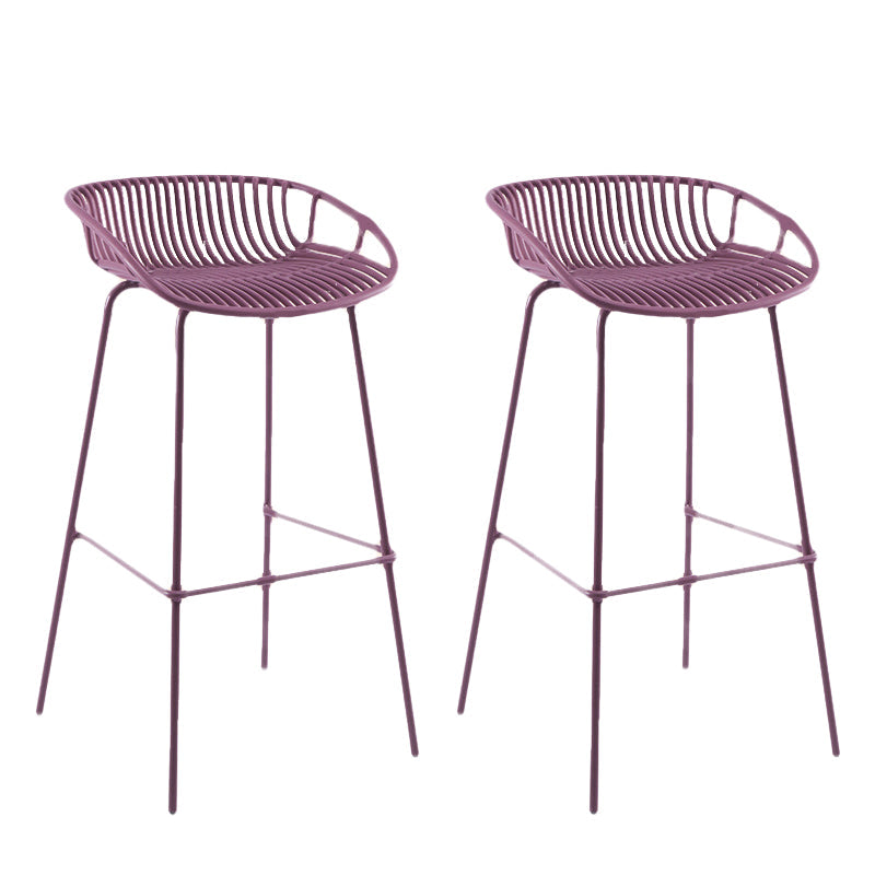 Contemporary Matte Finish Iron Bar Stool Footrest Restaurant Stool Purple 2 Piece Set Clearhalo 'Bar Furniture' 'Bar Stools' 'bar_stools' 'furn' 'furn_bar_stools' 'Furniture' 'furniture_bar_stools' 'Kitchen & Dining Furniture' 5003686