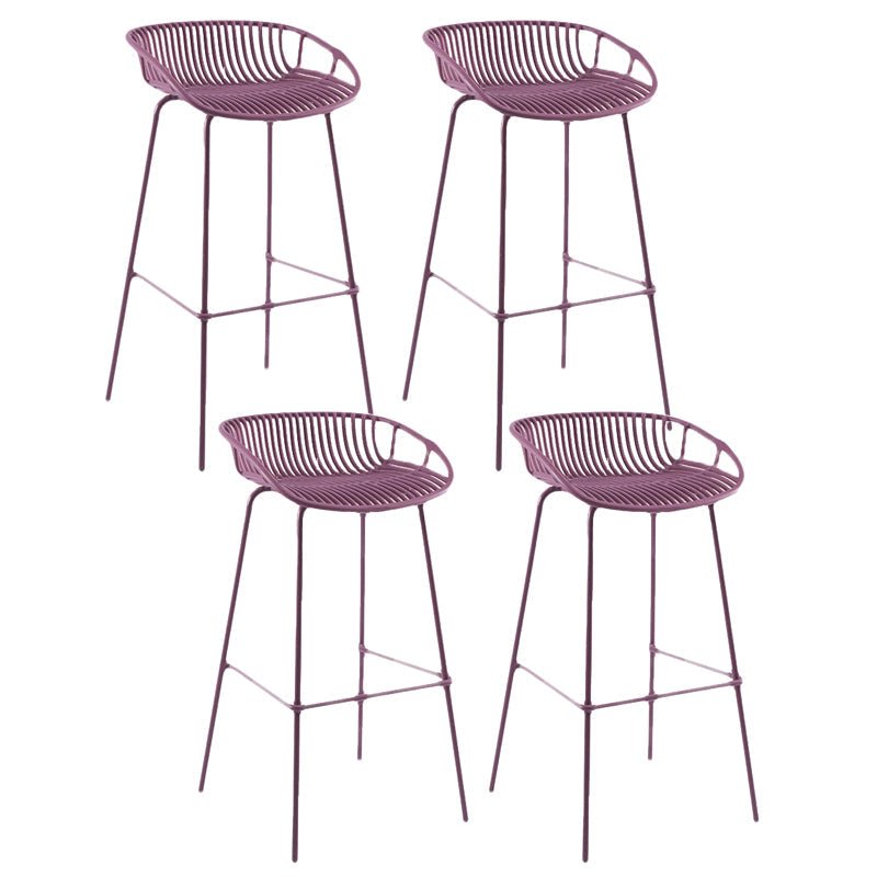 Contemporary Matte Finish Iron Bar Stool Footrest Restaurant Stool Purple 4 Piece Set Clearhalo 'Bar Furniture' 'Bar Stools' 'bar_stools' 'furn' 'furn_bar_stools' 'Furniture' 'furniture_bar_stools' 'Kitchen & Dining Furniture' 5003687