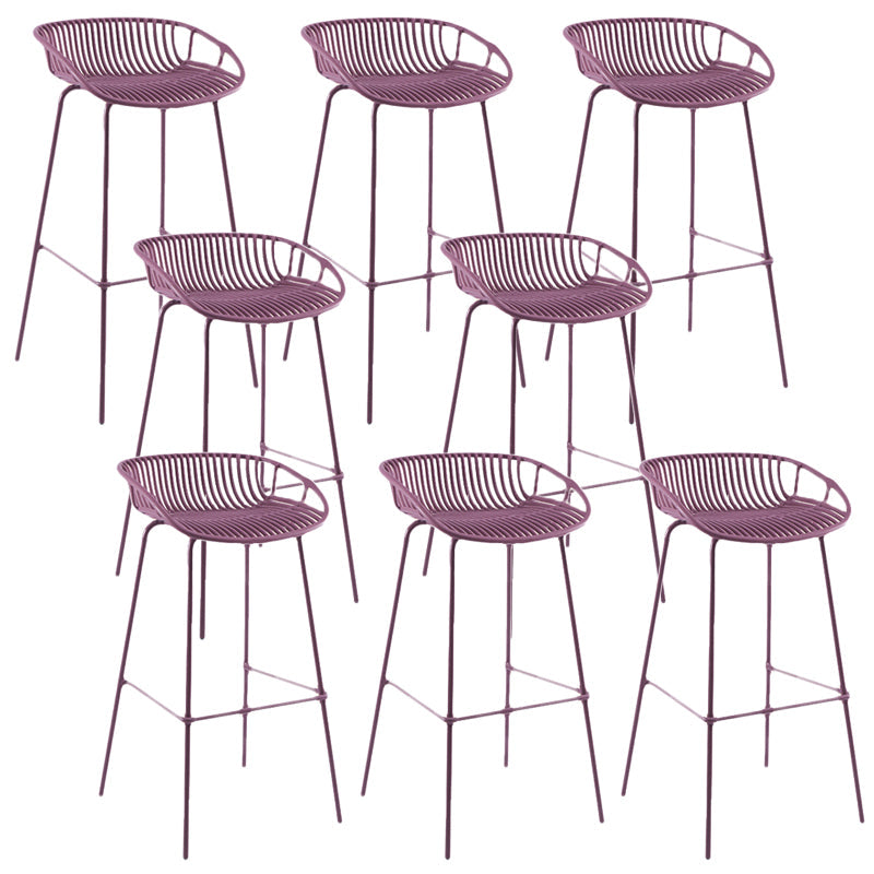 Contemporary Matte Finish Iron Bar Stool Footrest Restaurant Stool Purple 8 Piece Set Clearhalo 'Bar Furniture' 'Bar Stools' 'bar_stools' 'furn' 'furn_bar_stools' 'Furniture' 'furniture_bar_stools' 'Kitchen & Dining Furniture' 5003689