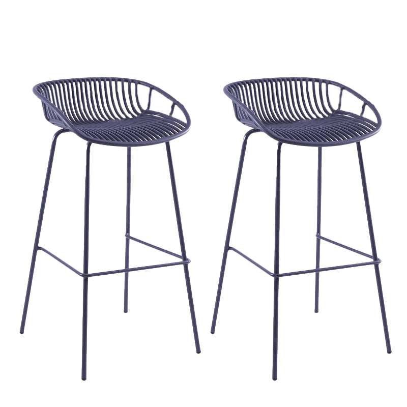 Contemporary Matte Finish Iron Bar Stool Footrest Restaurant Stool Blue 2 Piece Set Clearhalo 'Bar Furniture' 'Bar Stools' 'bar_stools' 'furn' 'furn_bar_stools' 'Furniture' 'furniture_bar_stools' 'Kitchen & Dining Furniture' 5003690