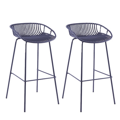 Contemporary Matte Finish Iron Bar Stool Footrest Restaurant Stool Blue 2 Piece Set Clearhalo 'Bar Furniture' 'Bar Stools' 'bar_stools' 'furn' 'furn_bar_stools' 'Furniture' 'furniture_bar_stools' 'Kitchen & Dining Furniture' 5003690