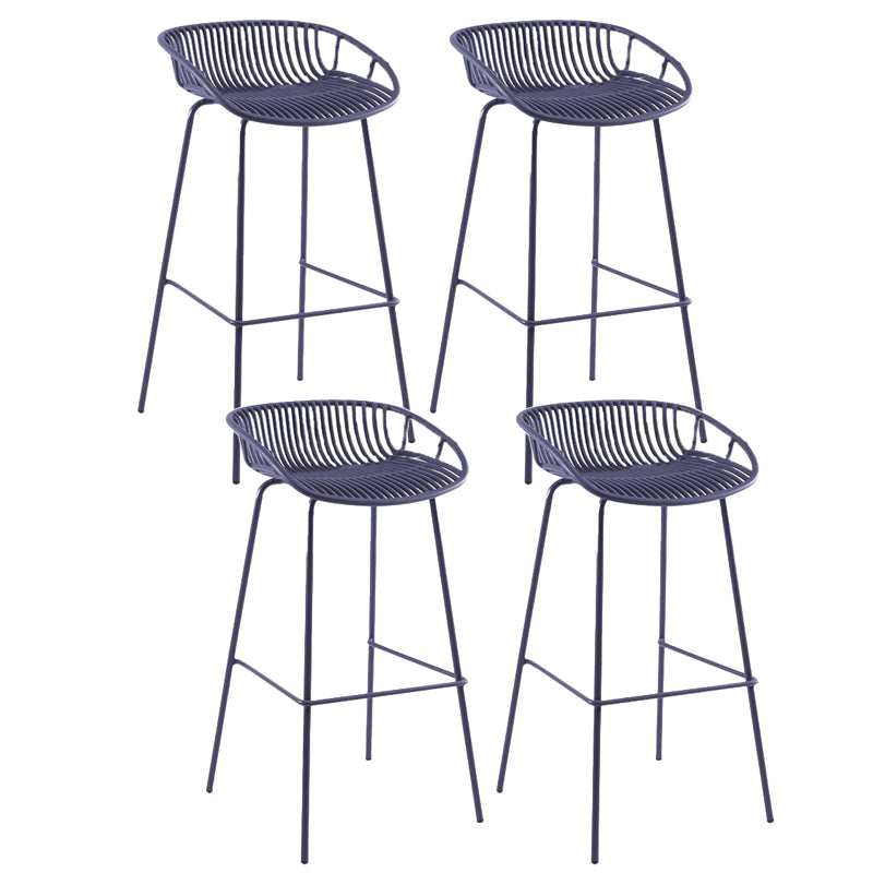 Contemporary Matte Finish Iron Bar Stool Footrest Restaurant Stool Blue 4 Piece Set Clearhalo 'Bar Furniture' 'Bar Stools' 'bar_stools' 'furn' 'furn_bar_stools' 'Furniture' 'furniture_bar_stools' 'Kitchen & Dining Furniture' 5003691