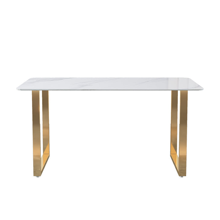 Glam Iron Dining Table Set 1/2/5 Pieces Rectangle White Sintered Stone Top Dinette Set Clearhalo 'Dining Room Sets' 'Dining Tables & Seating' 'dining_room_set' 'furn' 'furn_dining_room_set' 'Furniture' 'furniture_dining_room_set' 'Kitchen & Dining Furniture' 5003741