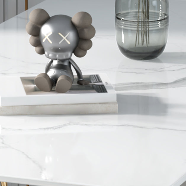 Glam Iron Dining Table Set 1/2/5 Pieces Rectangle White Sintered Stone Top Dinette Set Clearhalo 'Dining Room Sets' 'Dining Tables & Seating' 'dining_room_set' 'furn' 'furn_dining_room_set' 'Furniture' 'furniture_dining_room_set' 'Kitchen & Dining Furniture' 5003742