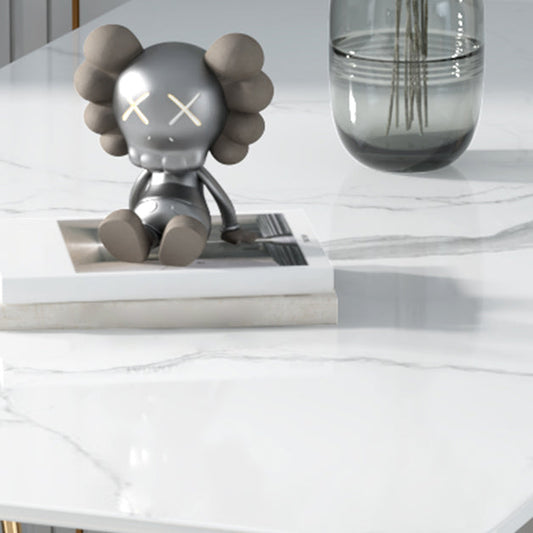 Glam Iron Dining Table Set 1/2/5 Pieces Rectangle White Sintered Stone Top Dinette Set Clearhalo 'Dining Room Sets' 'Dining Tables & Seating' 'dining_room_set' 'furn' 'furn_dining_room_set' 'Furniture' 'furniture_dining_room_set' 'Kitchen & Dining Furniture' 5003742