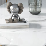 Glam Iron Dining Table Set 1/2/5 Pieces Rectangle White Sintered Stone Top Dinette Set Clearhalo 'Dining Room Sets' 'Dining Tables & Seating' 'dining_room_set' 'furn' 'furn_dining_room_set' 'Furniture' 'furniture_dining_room_set' 'Kitchen & Dining Furniture' 5003742