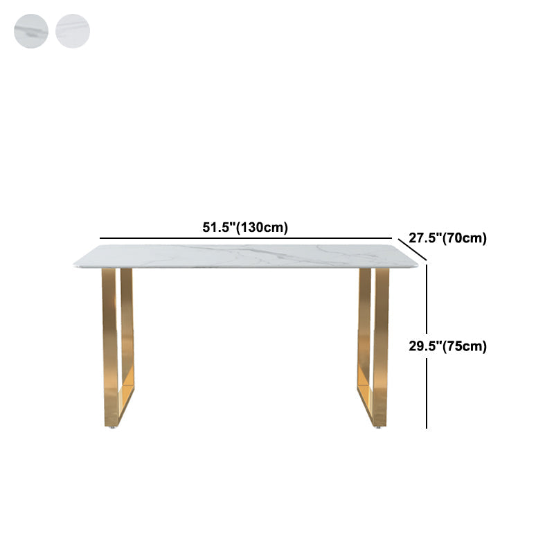 Glam Iron Dining Table Set 1/2/5 Pieces Rectangle White Sintered Stone Top Dinette Set Clearhalo 'Dining Room Sets' 'Dining Tables & Seating' 'dining_room_set' 'furn' 'furn_dining_room_set' 'Furniture' 'furniture_dining_room_set' 'Kitchen & Dining Furniture' 5003750
