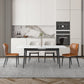 Modern Rectangle Stone Dining Table Set 1/4/5/7 Pieces Dining Set for Home Use 5 Pieces: Table, 2 Orange+2 Beige Chairs Clearhalo 'Dining Room Sets' 'Dining Tables & Seating' 'dining_room_set' 'furn' 'furn_dining_room_set' 'Furniture' 'furniture_dining_room_set' 'Kitchen & Dining Furniture' 5003760