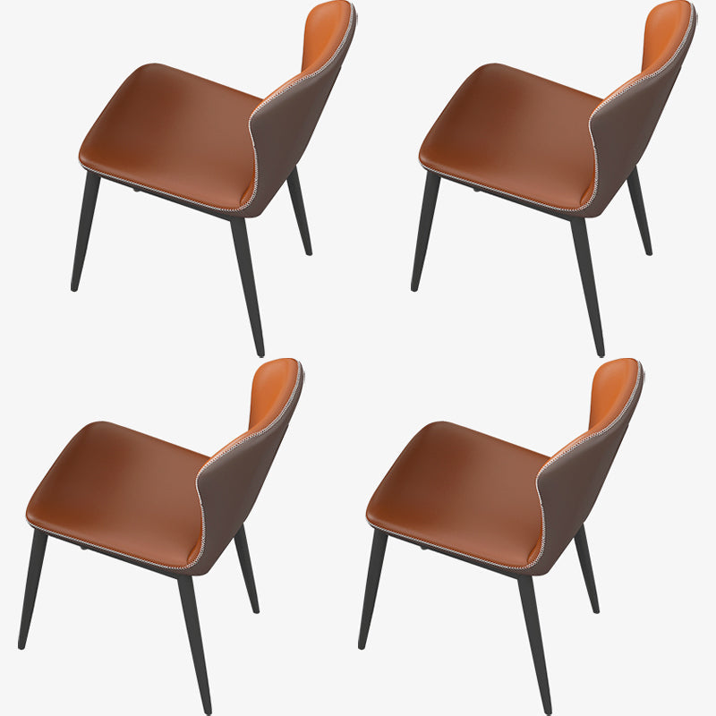 Modern Rectangle Stone Dining Table Set 1/4/5/7 Pieces Dining Set for Home Use 4 Orange Chairs Clearhalo 'Dining Room Sets' 'Dining Tables & Seating' 'dining_room_set' 'furn' 'furn_dining_room_set' 'Furniture' 'furniture_dining_room_set' 'Kitchen & Dining Furniture' 5003761