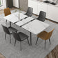 Modern Rectangle Stone Dining Table Set 1/4/5/7 Pieces Dining Set for Home Use 7 Pieces: Table, 2 Brown+4 Grey Chairs Clearhalo 'Dining Room Sets' 'Dining Tables & Seating' 'dining_room_set' 'furn' 'furn_dining_room_set' 'Furniture' 'furniture_dining_room_set' 'Kitchen & Dining Furniture' 5003762