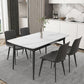 Modern Rectangle Stone Dining Table Set 1/4/5/7 Pieces Dining Set for Home Use 5 Pieces: Table, 4 Grey Chairs Clearhalo 'Dining Room Sets' 'Dining Tables & Seating' 'dining_room_set' 'furn' 'furn_dining_room_set' 'Furniture' 'furniture_dining_room_set' 'Kitchen & Dining Furniture' 5003764