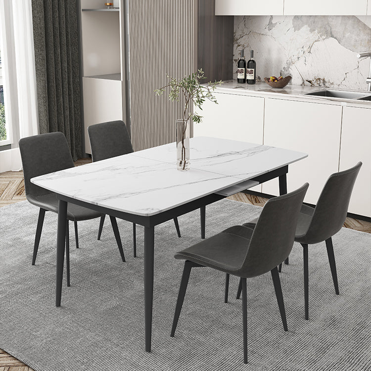 Modern Rectangle Stone Dining Table Set 1/4/5/7 Pieces Dining Set for Home Use 5 Pieces: Table, 4 Grey Chairs Clearhalo 'Dining Room Sets' 'Dining Tables & Seating' 'dining_room_set' 'furn' 'furn_dining_room_set' 'Furniture' 'furniture_dining_room_set' 'Kitchen & Dining Furniture' 5003764