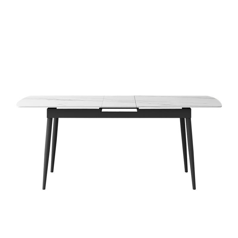 Modern Rectangle Stone Dining Table Set 1/4/5/7 Pieces Dining Set for Home Use White 59"L x 35"W Clearhalo 'Dining Room Sets' 'Dining Tables & Seating' 'dining_room_set' 'furn' 'furn_dining_room_set' 'Furniture' 'furniture_dining_room_set' 'Kitchen & Dining Furniture' 5003765