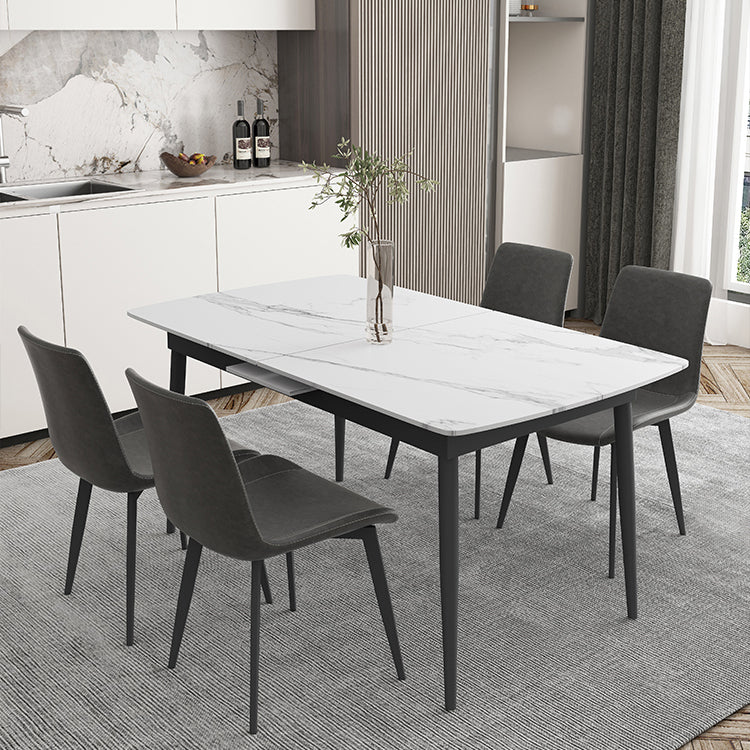 Modern Rectangle Stone Dining Table Set 1/4/5/7 Pieces Dining Set for Home Use Clearhalo 'Dining Room Sets' 'Dining Tables & Seating' 'dining_room_set' 'furn' 'furn_dining_room_set' 'Furniture' 'furniture_dining_room_set' 'Kitchen & Dining Furniture' 5003771