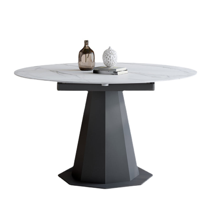 Modern Round Stone Dining Table Set 1/2/5/7 Pieces Dining Set for Home Use White 59"L x 59"W Clearhalo 'Dining Room Sets' 'Dining Tables & Seating' 'dining_room_set' 'furn' 'furn_dining_room_set' 'Furniture' 'furniture_dining_room_set' 'Kitchen & Dining Furniture' 5003798