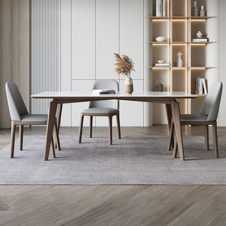Modern Rectangle Wood Dining Table Set 1/4/5/7 Pieces Dining Set for Home Use 4 Pieces: Table, 3 Chairs Clearhalo 'Dining Room Sets' 'Dining Tables & Seating' 'dining_room_set' 'furn' 'furn_dining_room_set' 'Furniture' 'furniture_dining_room_set' 'Kitchen & Dining Furniture' 5003831