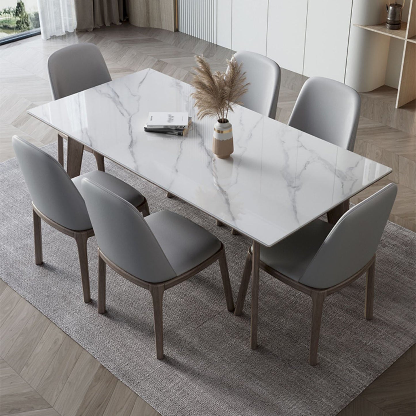 Modern Rectangle Wood Dining Table Set 1/4/5/7 Pieces Dining Set for Home Use Clearhalo 'Dining Room Sets' 'Dining Tables & Seating' 'dining_room_set' 'furn' 'furn_dining_room_set' 'Furniture' 'furniture_dining_room_set' 'Kitchen & Dining Furniture' 5003833