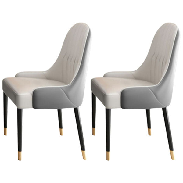 Glam Leather Dinette Set 1/2/5/7 Pieces Scalable Dining Table Set with Sintered Stone Top 2 White Chairs Clearhalo 'Dining Room Sets' 'Dining Tables & Seating' 'dining_room_set' 'furn' 'furn_dining_room_set' 'Furniture' 'furniture_dining_room_set' 'Kitchen & Dining Furniture' 5003846