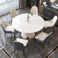 Glam Leather Dinette Set 1/2/5/7 Pieces Scalable Dining Table Set with Sintered Stone Top 7 Pieces: Table, 6 Chairs Clearhalo 'Dining Room Sets' 'Dining Tables & Seating' 'dining_room_set' 'furn' 'furn_dining_room_set' 'Furniture' 'furniture_dining_room_set' 'Kitchen & Dining Furniture' 5003847