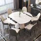 Glam Leather Dinette Set 1/2/5/7 Pieces Scalable Dining Table Set with Sintered Stone Top Clearhalo 'Dining Room Sets' 'Dining Tables & Seating' 'dining_room_set' 'furn' 'furn_dining_room_set' 'Furniture' 'furniture_dining_room_set' 'Kitchen & Dining Furniture' 5003848