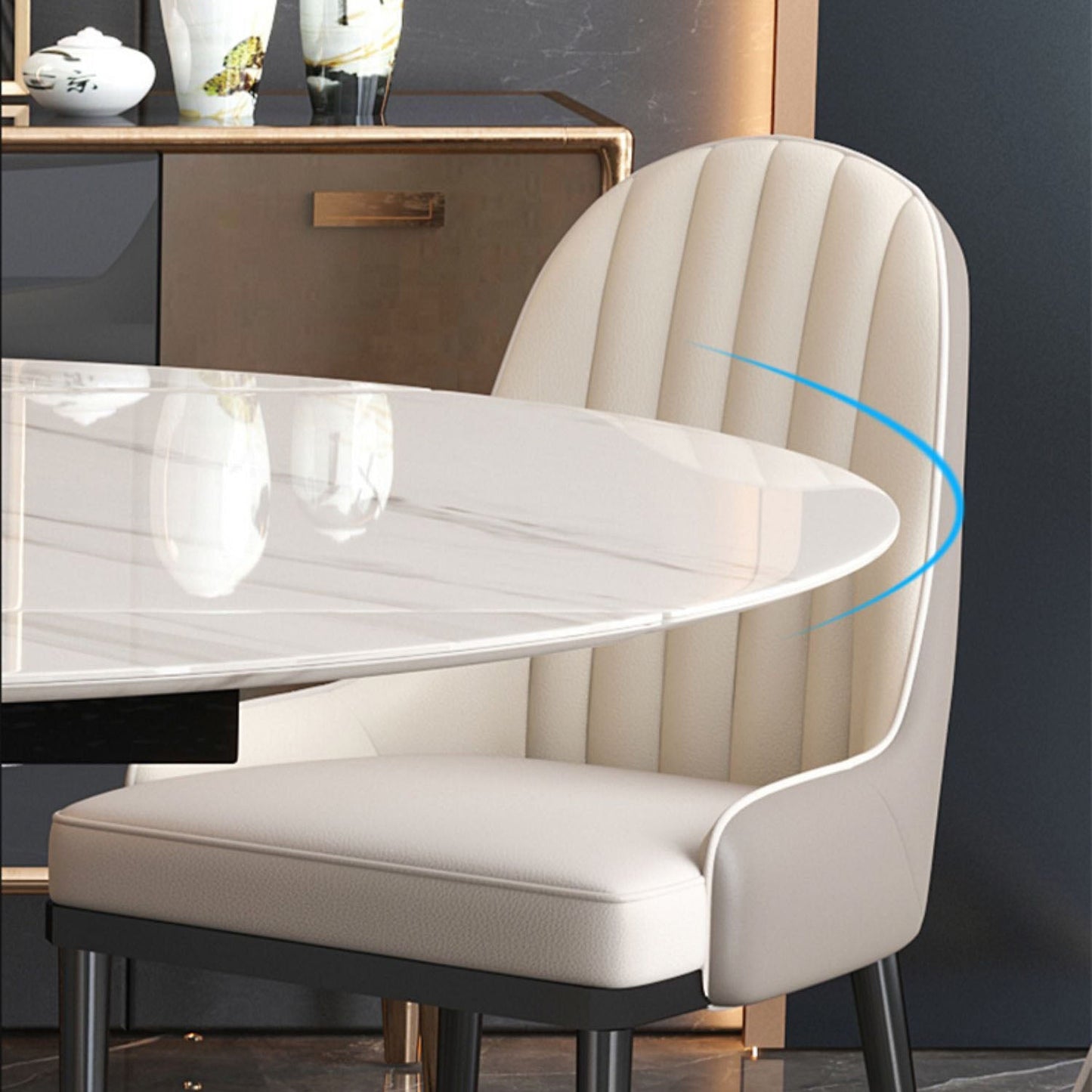 Glam Leather Dinette Set 1/2/5/7 Pieces Scalable Dining Table Set with Sintered Stone Top Clearhalo 'Dining Room Sets' 'Dining Tables & Seating' 'dining_room_set' 'furn' 'furn_dining_room_set' 'Furniture' 'furniture_dining_room_set' 'Kitchen & Dining Furniture' 5003851