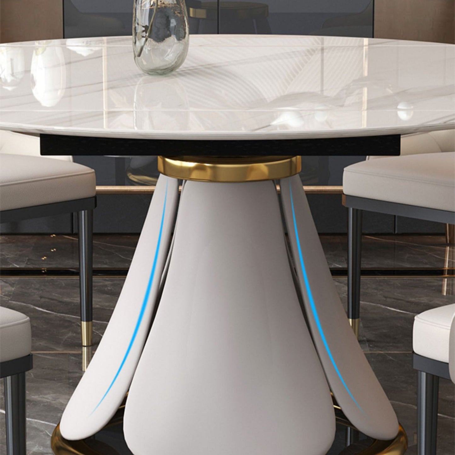 Glam Leather Dinette Set 1/2/5/7 Pieces Scalable Dining Table Set with Sintered Stone Top Clearhalo 'Dining Room Sets' 'Dining Tables & Seating' 'dining_room_set' 'furn' 'furn_dining_room_set' 'Furniture' 'furniture_dining_room_set' 'Kitchen & Dining Furniture' 5003852