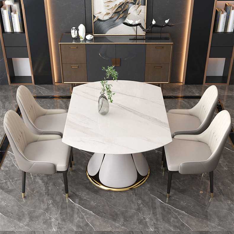 Glam Leather Dinette Set 1/2/5/7 Pieces Scalable Dining Table Set with Sintered Stone Top Clearhalo 'Dining Room Sets' 'Dining Tables & Seating' 'dining_room_set' 'furn' 'furn_dining_room_set' 'Furniture' 'furniture_dining_room_set' 'Kitchen & Dining Furniture' 5003856