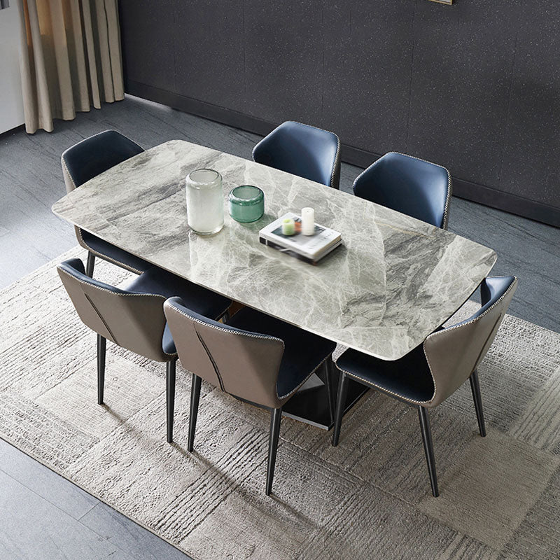 Rectangular Dining Set 1/4/5/7 Pieces Sintered Stone Dining Table Set 7 Pieces: Table, 6 Chairs Clearhalo 'Dining Room Sets' 'Dining Tables & Seating' 'dining_room_set' 'furn' 'furn_dining_room_set' 'Furniture' 'furniture_dining_room_set' 'Kitchen & Dining Furniture' 5003860