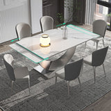 Modern Sintered Stone Dining Table Set 1/4/5/7 Pieces Dining Set for Home Use Clearhalo 'Dining Room Sets' 'Dining Tables & Seating' 'dining_room_set' 'furn' 'furn_dining_room_set' 'Furniture' 'furniture_dining_room_set' 'Kitchen & Dining Furniture' 5003882