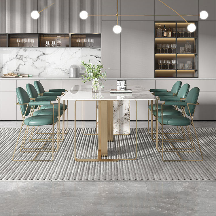 Luxury Sintered Stone Top Dining Set Rectangle 1/2/4/5/7 Pieces Dining Table with Chairs 7 Pieces: Table, 6 Chairs Clearhalo 'Dining Room Sets' 'Dining Tables & Seating' 'dining_room_set' 'furn' 'furn_dining_room_set' 'Furniture' 'furniture_dining_room_set' 'Kitchen & Dining Furniture' 5003891