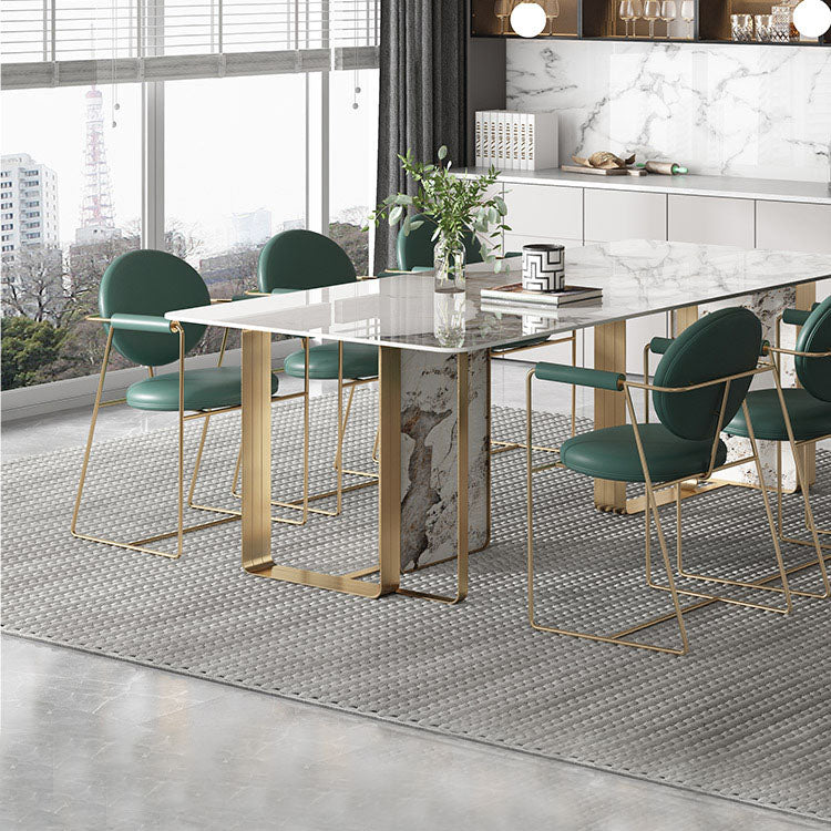 Luxury Sintered Stone Top Dining Set Rectangle 1/2/4/5/7 Pieces Dining Table with Chairs Clearhalo 'Dining Room Sets' 'Dining Tables & Seating' 'dining_room_set' 'furn' 'furn_dining_room_set' 'Furniture' 'furniture_dining_room_set' 'Kitchen & Dining Furniture' 5003894
