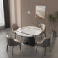 Modern Sintered Stone Dining Table Set 1/2/4/5 Pieces Dining Set for Home Use 5 Pieces: Table, 4 Beige Chairs Clearhalo 'Dining Room Sets' 'Dining Tables & Seating' 'dining_room_set' 'furn' 'furn_dining_room_set' 'Furniture' 'furniture_dining_room_set' 'Kitchen & Dining Furniture' 5003927