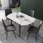 Modern Scalable Dinette Set 1/4/5/6 Pieces Round Sintered Stone Top Dining Table Set 5 Pieces: Table, 4 Grey Chairs Clearhalo 'Dining Room Sets' 'Dining Tables & Seating' 'dining_room_set' 'furn' 'furn_dining_room_set' 'Furniture' 'furniture_dining_room_set' 'Kitchen & Dining Furniture' 5003961