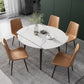 Modern Scalable Dinette Set 1/4/5/6 Pieces Round Sintered Stone Top Dining Table Set 6 Pieces: Table, 5 Orange Chairs Clearhalo 'Dining Room Sets' 'Dining Tables & Seating' 'dining_room_set' 'furn' 'furn_dining_room_set' 'Furniture' 'furniture_dining_room_set' 'Kitchen & Dining Furniture' 5003964