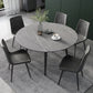 Modern Scalable Dinette Set 1/4/5/6 Pieces Round Sintered Stone Top Dining Table Set 6 Pieces: Grey Table, 5 Grey Chairs Clearhalo 'Dining Room Sets' 'Dining Tables & Seating' 'dining_room_set' 'furn' 'furn_dining_room_set' 'Furniture' 'furniture_dining_room_set' 'Kitchen & Dining Furniture' 5003965