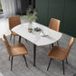 Modern Scalable Dinette Set 1/4/5/6 Pieces Round Sintered Stone Top Dining Table Set 5 Pieces: Table, 4 Orange Chairs Clearhalo 'Dining Room Sets' 'Dining Tables & Seating' 'dining_room_set' 'furn' 'furn_dining_room_set' 'Furniture' 'furniture_dining_room_set' 'Kitchen & Dining Furniture' 5003967