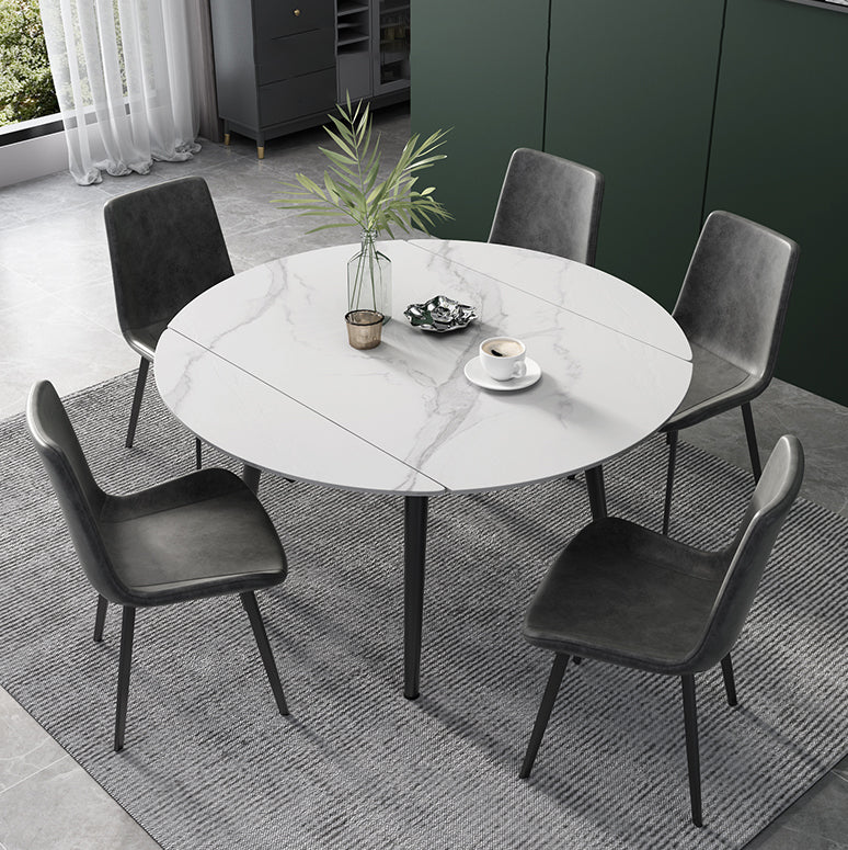 Modern Scalable Dinette Set 1/4/5/6 Pieces Round Sintered Stone Top Dining Table Set Clearhalo 'Dining Room Sets' 'Dining Tables & Seating' 'dining_room_set' 'furn' 'furn_dining_room_set' 'Furniture' 'furniture_dining_room_set' 'Kitchen & Dining Furniture' 5003974