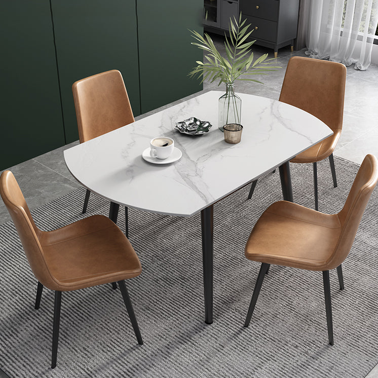 Modern Scalable Dinette Set 1/4/5/6 Pieces Round Sintered Stone Top Dining Table Set Clearhalo 'Dining Room Sets' 'Dining Tables & Seating' 'dining_room_set' 'furn' 'furn_dining_room_set' 'Furniture' 'furniture_dining_room_set' 'Kitchen & Dining Furniture' 5003975
