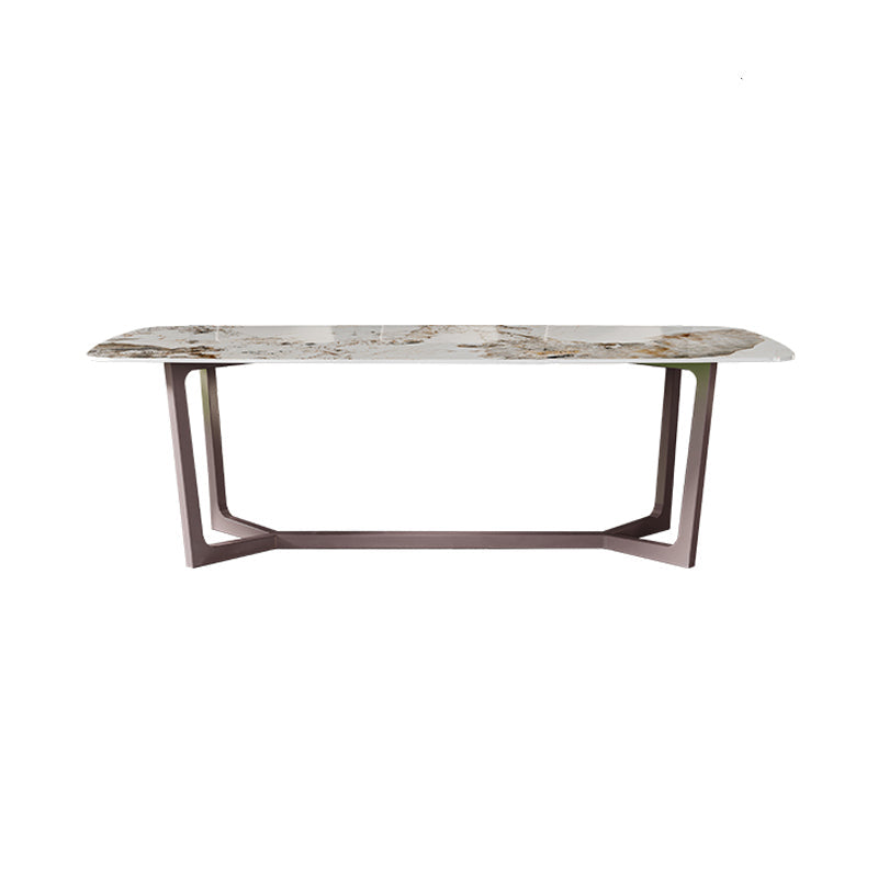 Nordic Glam Rectangle Sintered Stone Dining Table Set 1/4/6/7/8 Pieces Dining Set Gold 71"L x 35"W Clearhalo 'Dining Room Sets' 'Dining Tables & Seating' 'dining_room_set' 'furn' 'furn_dining_room_set' 'Furniture' 'furniture_dining_room_set' 'Kitchen & Dining Furniture' 5003981