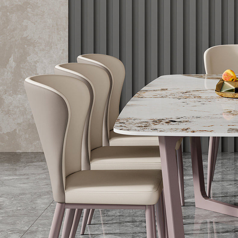 Nordic Glam Rectangle Sintered Stone Dining Table Set 1/4/6/7/8 Pieces Dining Set Clearhalo 'Dining Room Sets' 'Dining Tables & Seating' 'dining_room_set' 'furn' 'furn_dining_room_set' 'Furniture' 'furniture_dining_room_set' 'Kitchen & Dining Furniture' 5003990