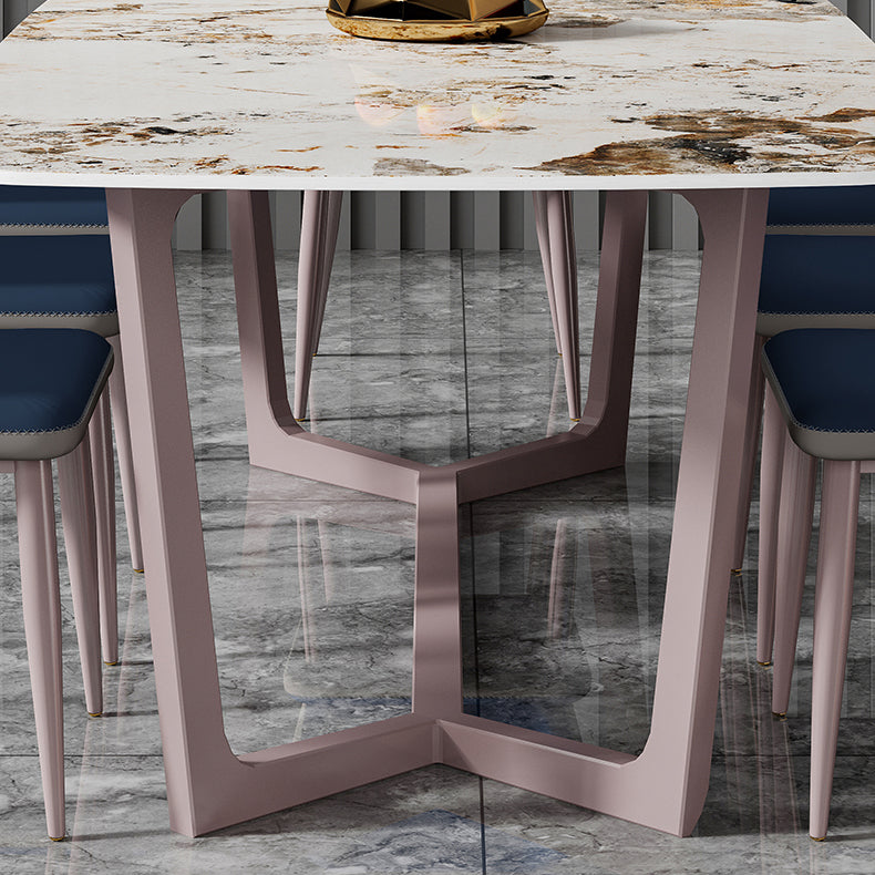 Nordic Glam Rectangle Sintered Stone Dining Table Set 1/4/6/7/8 Pieces Dining Set Clearhalo 'Dining Room Sets' 'Dining Tables & Seating' 'dining_room_set' 'furn' 'furn_dining_room_set' 'Furniture' 'furniture_dining_room_set' 'Kitchen & Dining Furniture' 5003991