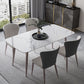 Modern Rectangle Sintered Stone Dining Table Set 1/4/5/7 Pieces Dining Set 5 Pieces: Table, 4 White Chairs Clearhalo 'Dining Room Sets' 'Dining Tables & Seating' 'dining_room_set' 'furn' 'furn_dining_room_set' 'Furniture' 'furniture_dining_room_set' 'Kitchen & Dining Furniture' 5004014