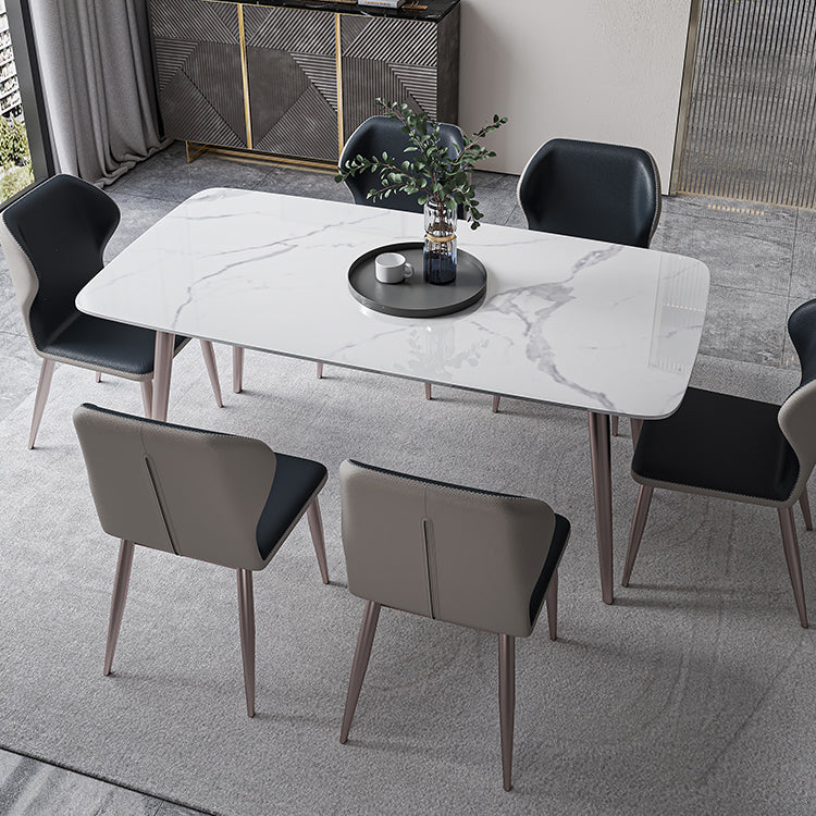 Modern Rectangle Sintered Stone Dining Table Set 1/4/5/7 Pieces Dining Set Clearhalo 'Dining Room Sets' 'Dining Tables & Seating' 'dining_room_set' 'furn' 'furn_dining_room_set' 'Furniture' 'furniture_dining_room_set' 'Kitchen & Dining Furniture' 5004019