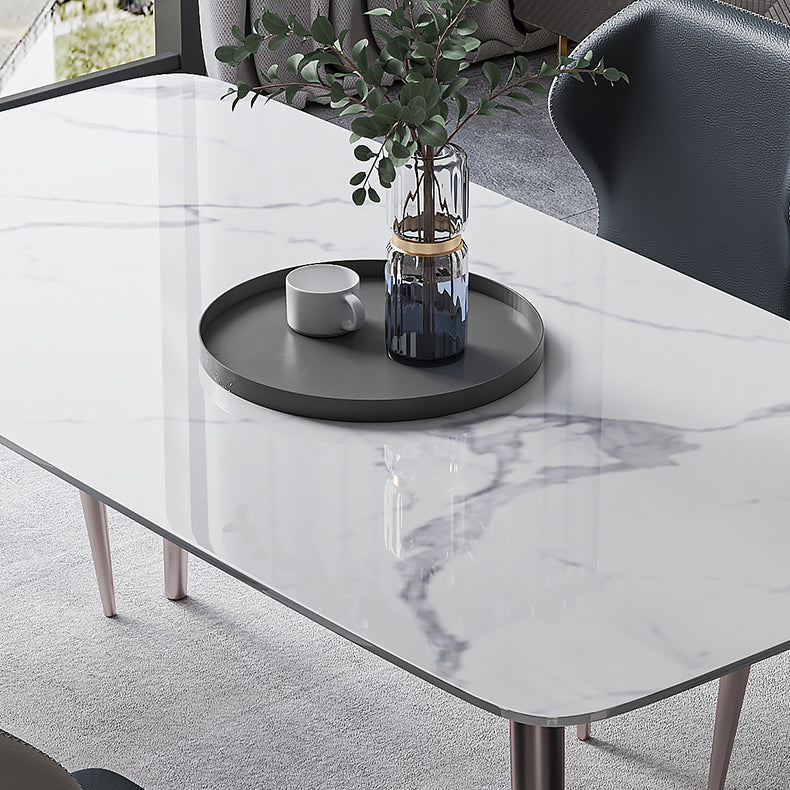 Modern Rectangle Sintered Stone Dining Table Set 1/4/5/7 Pieces Dining Set Clearhalo 'Dining Room Sets' 'Dining Tables & Seating' 'dining_room_set' 'furn' 'furn_dining_room_set' 'Furniture' 'furniture_dining_room_set' 'Kitchen & Dining Furniture' 5004023